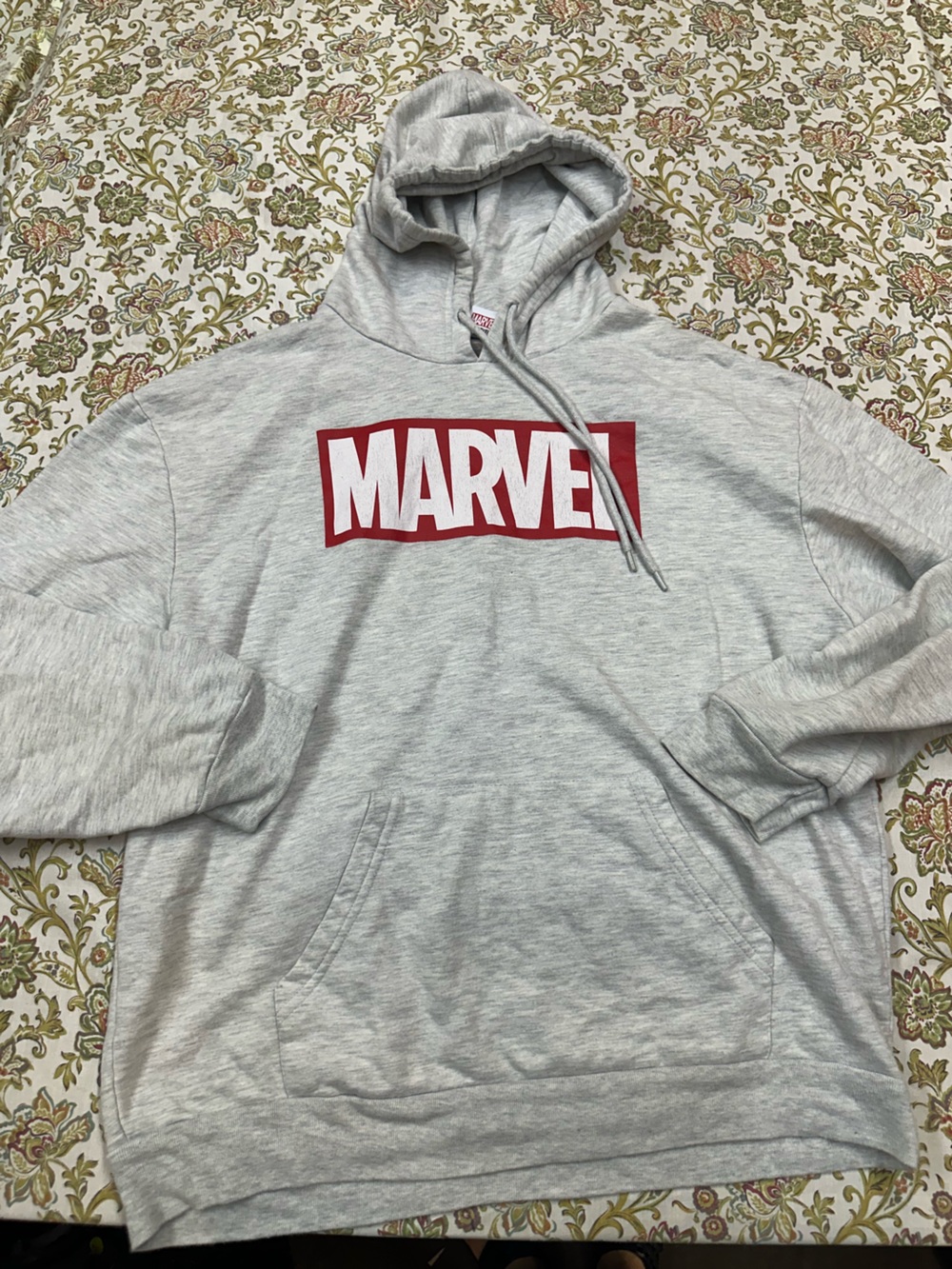 Marvel Light Gray Hoodie with Red Logo